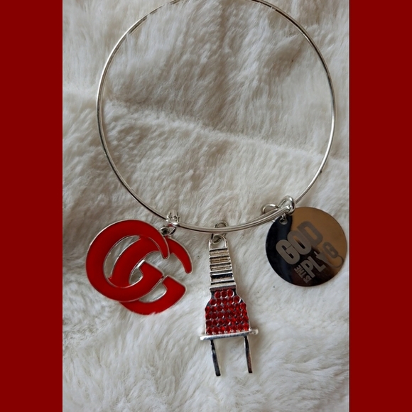 Jewelry - Silver and red God is plug braclet